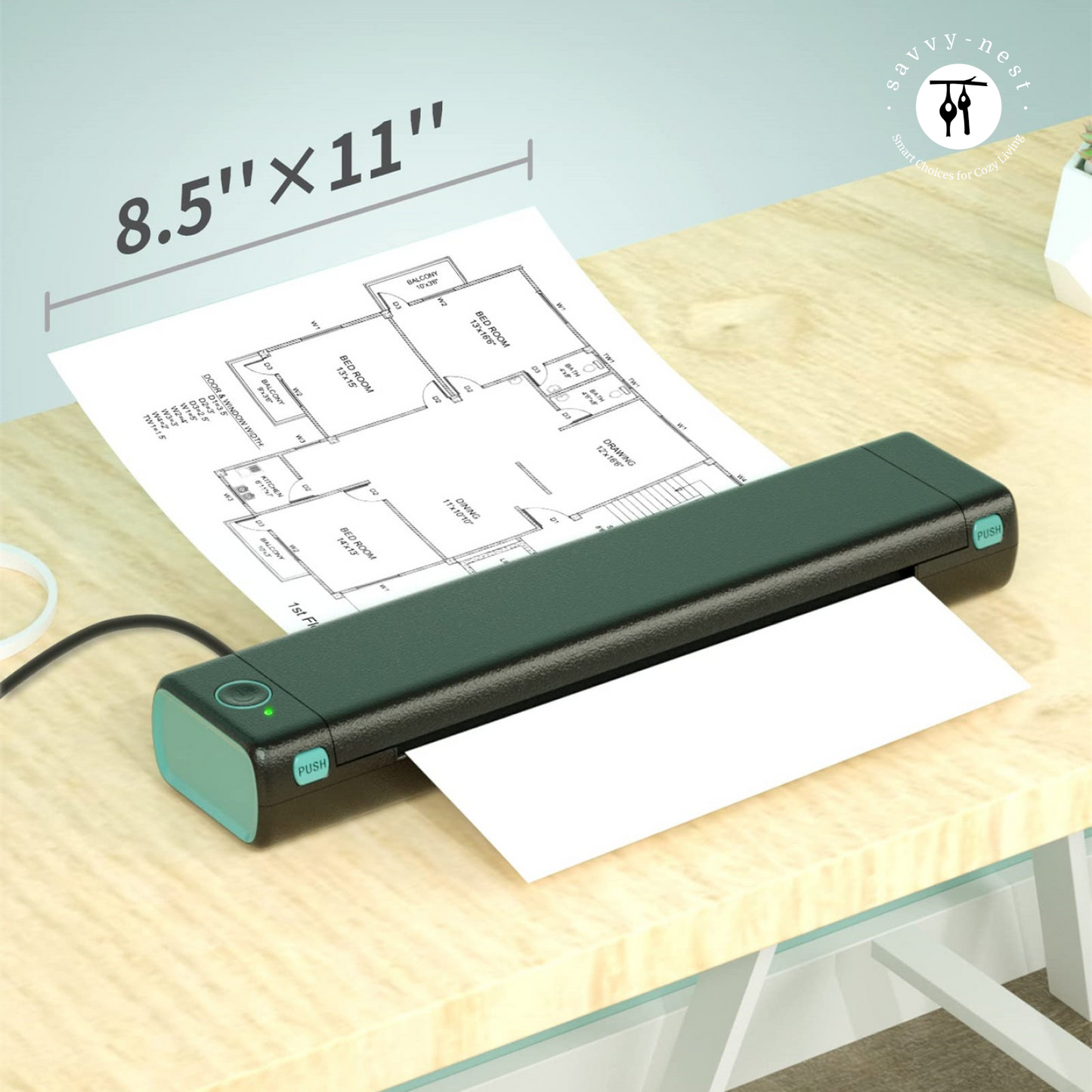 Savvy Nest™ Portable Thermal Printer A4